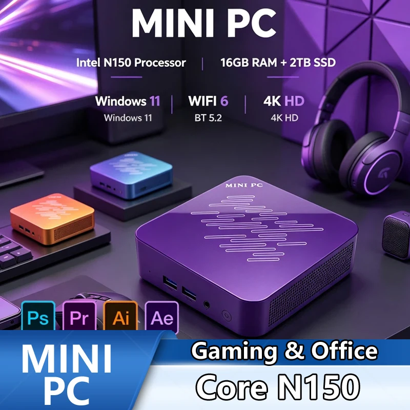 Pc Gaming Editing - Deep Purple Mini-PC Intel N150 Win11